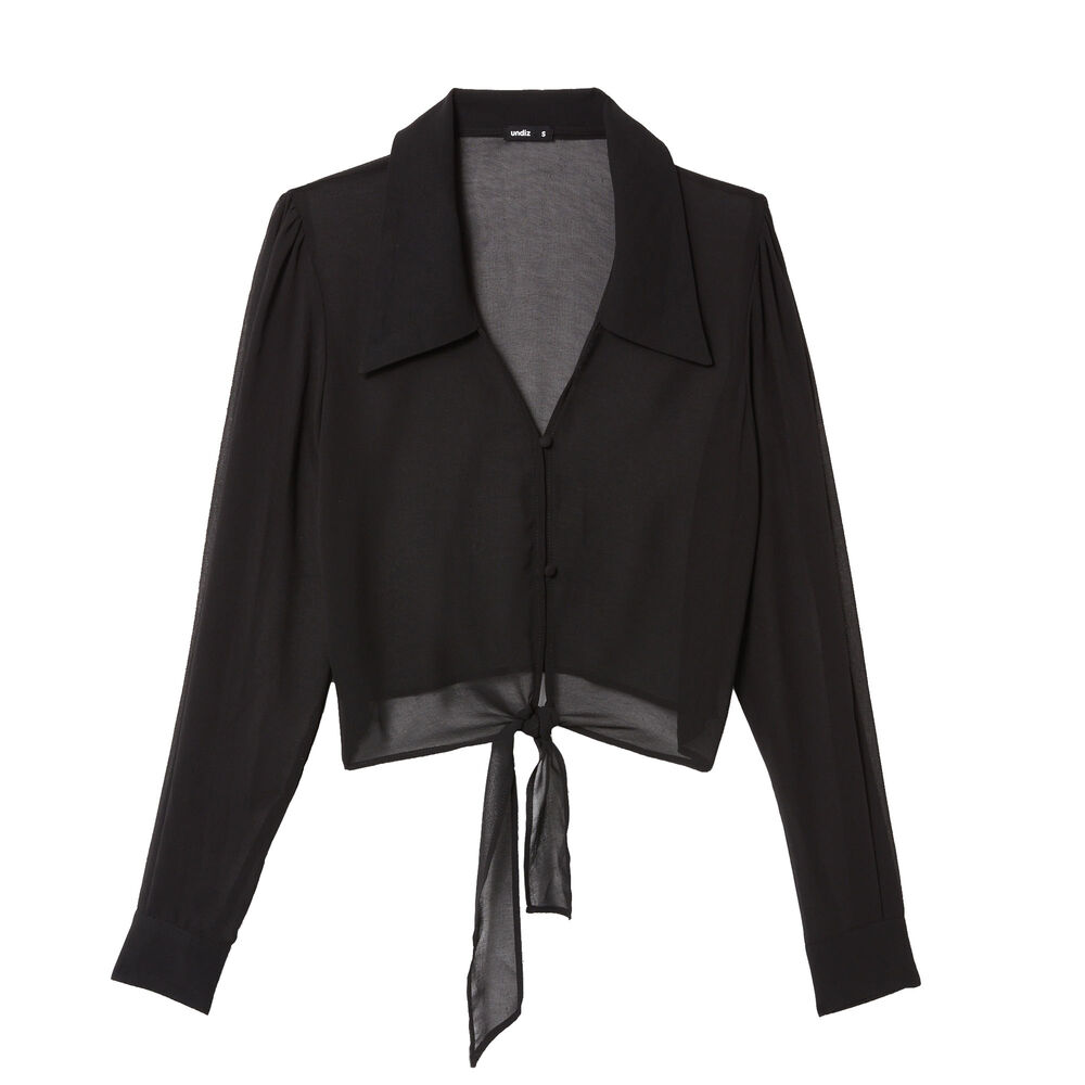 Chemise crop en résille - noir noir.