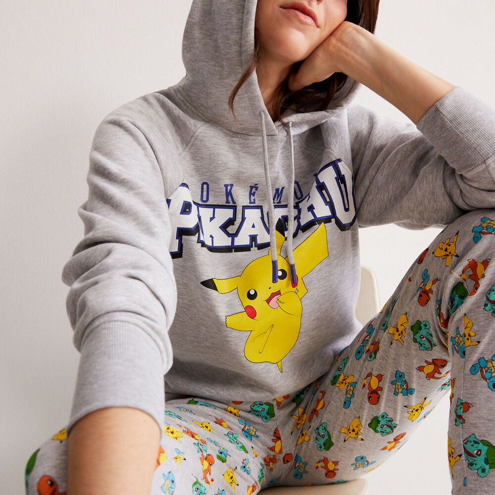 Sweat &agrave; capuche pokemon - gris grey.
