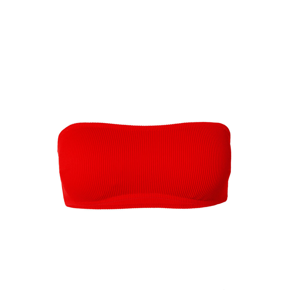 Bikinitopje in bandeau-vorm met wafelstructuur - rood rood.