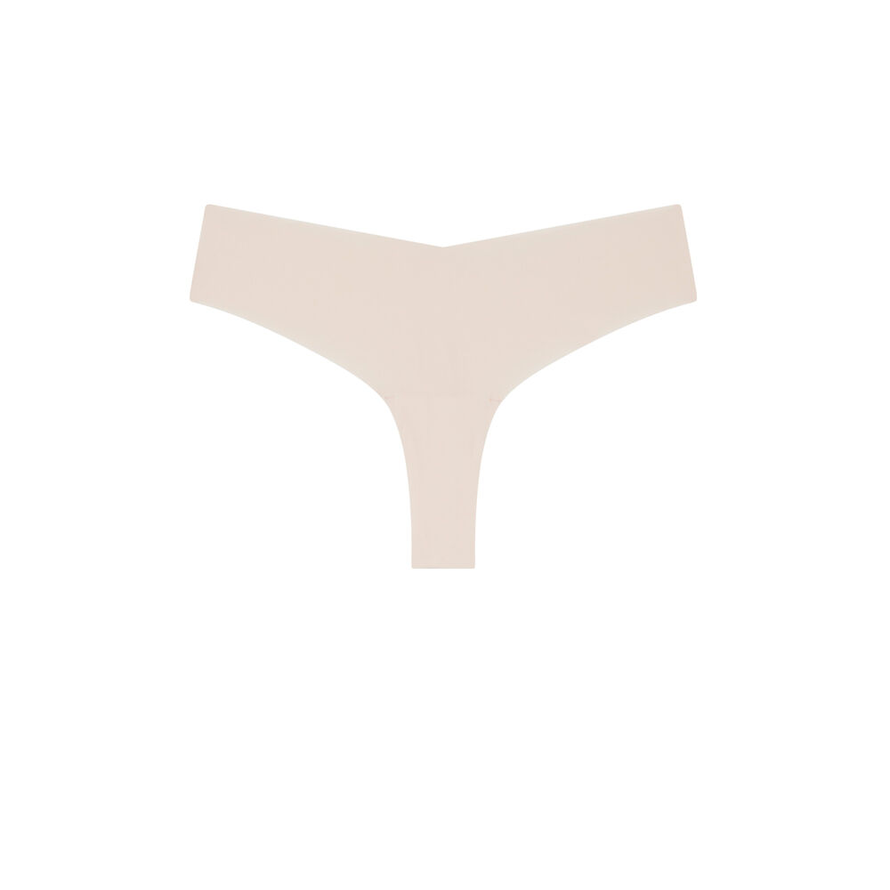 Tanga van microvezel en kant - lichtroze roze.