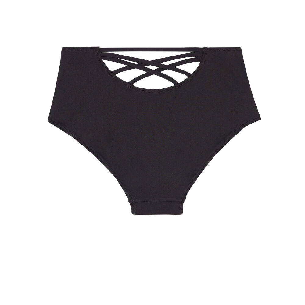 Bikinibroekje in slipvorm met hoge taille - zwart zwart.