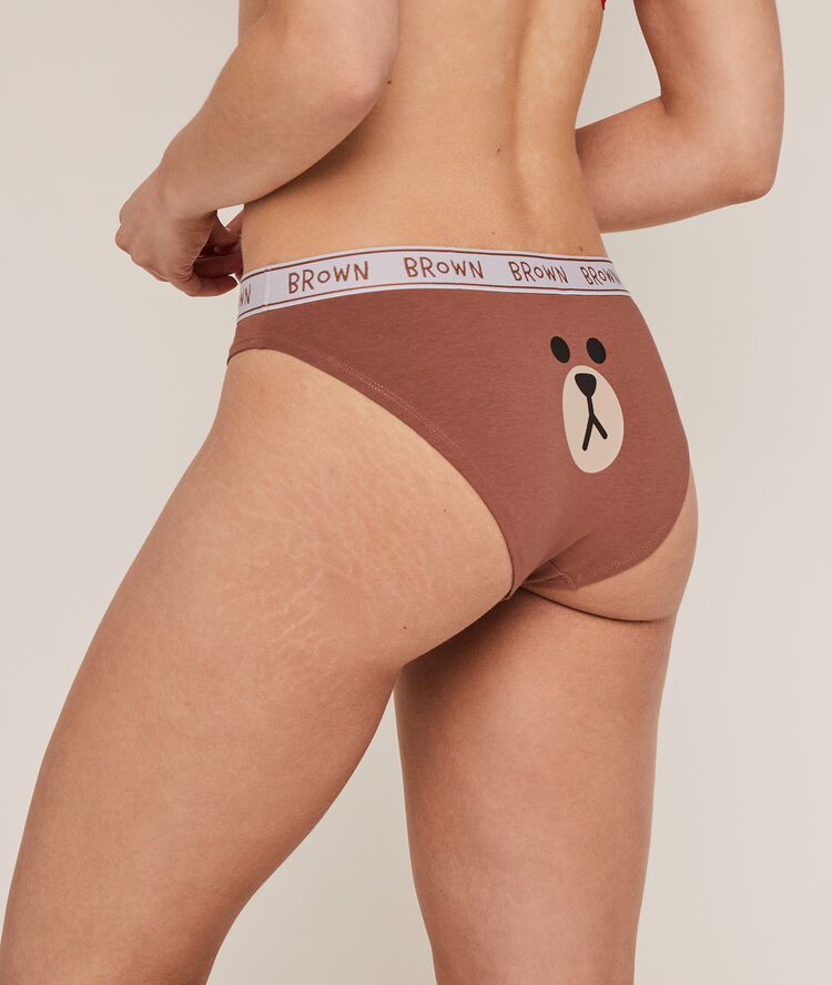Culotte en coton imprim&eacute; ours - marron marron.