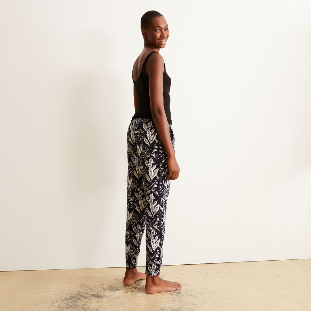 Pantalon &agrave; motifs feuilles - bleu  bleu.