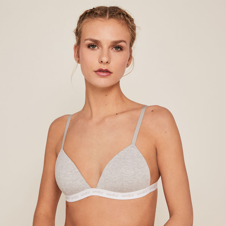 Soutien-gorge triangle coqué en coton teeniz gris.