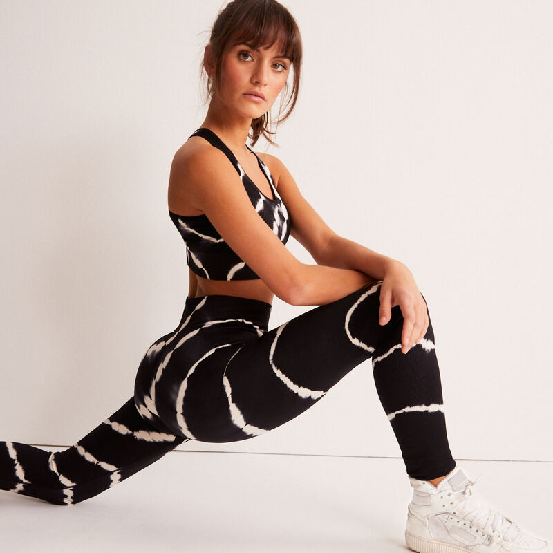 sportlegging met tie and dye efect - zwart sportlegging met tie and dye efect - zwart;