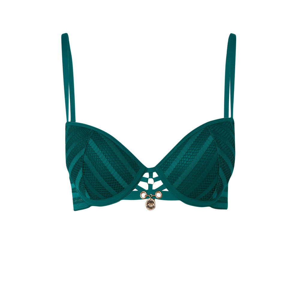 Voorgevormde beha van netstof met bandjes - groen groen.