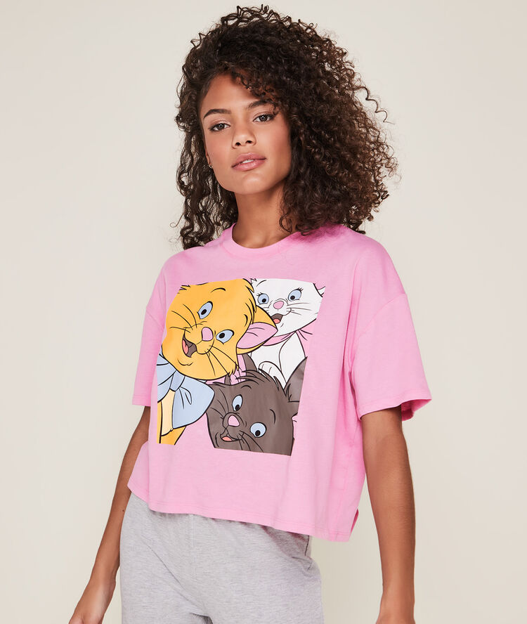 Top met print de aristocats ariselfiz roze.