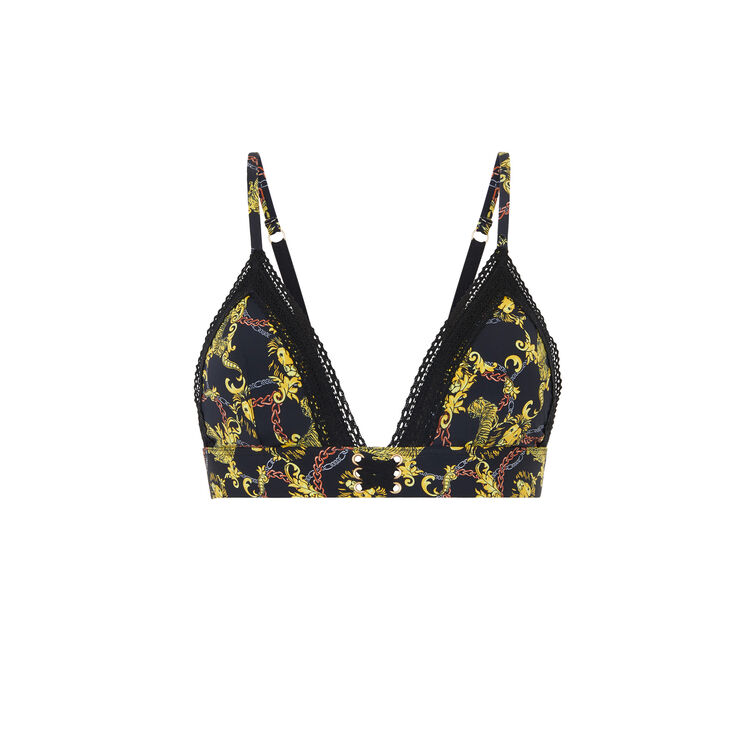 Soutien-gorge triangle en micro print fleuraliz noir.