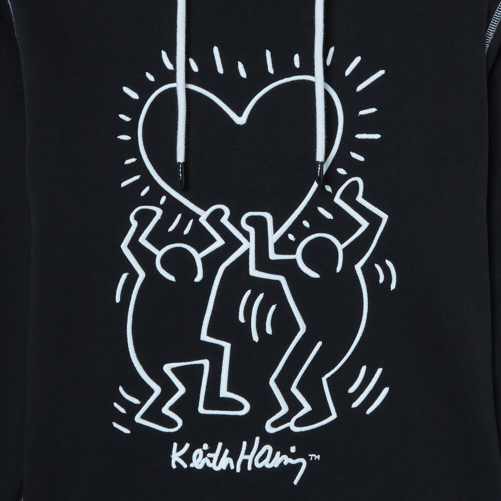 Sweater met keith haring hartjesmotief - zwart zwart.