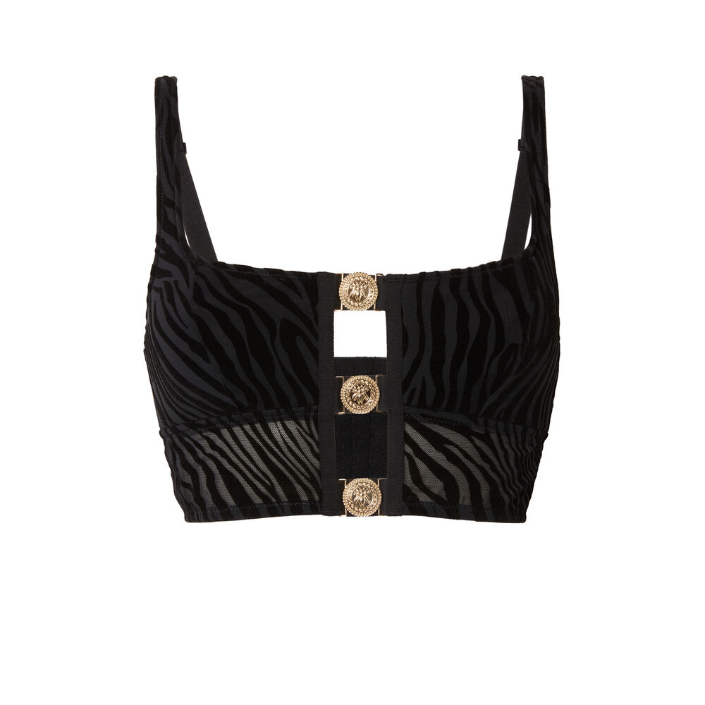 Aya x undiz bustier met zebraprint met medaillebandjes - zwart zwart.