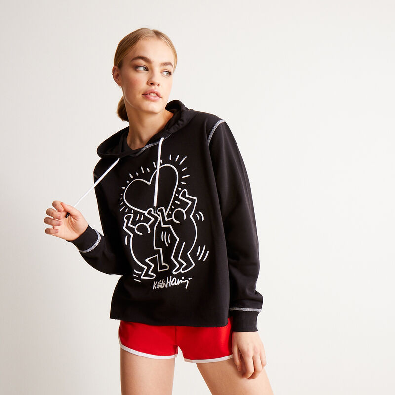 sweater met Keith Haring hartjesmotief - zwart sweater met Keith Haring hartjesmotief - zwart;