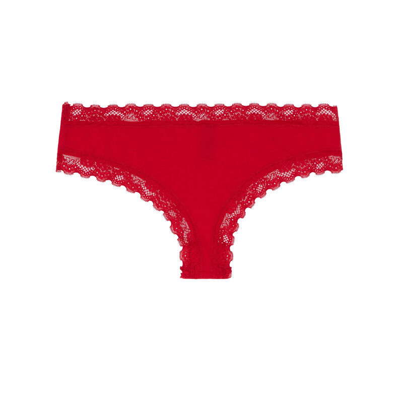 shorty coton à détails dentelle - rouge shorty coton à détails dentelle - rouge;