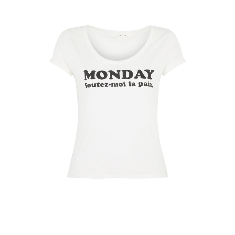 Top en jersey à message bemondayiz blanc cassé.