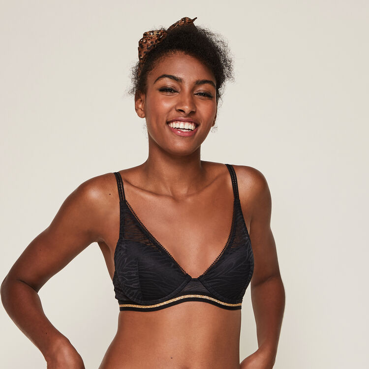Soutien-gorge push tulle effet zébré zebrimeshiz noir.