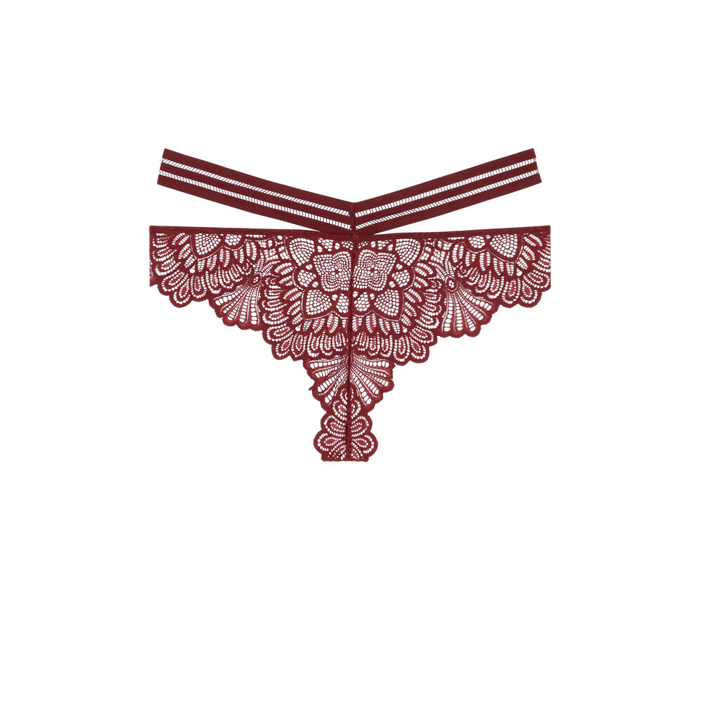 Tanga empiècement dentelle - bordeaux bordeaux.