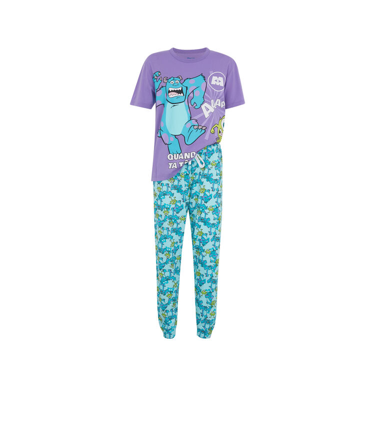 Set pyjama top + pantalon print monstres et cie mycrewiz violet.