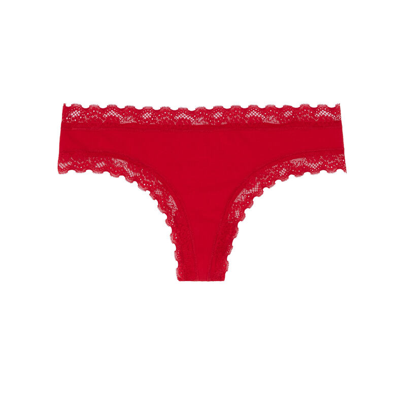 shorty coton à détails dentelle - rouge shorty coton à détails dentelle - rouge;