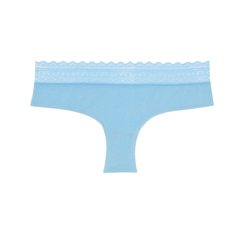 katoenen shorty met kant - blauw katoenen shorty met kant - blauw;