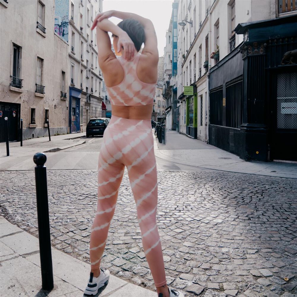 Sportbeha met tie en dye effect - roze roze.