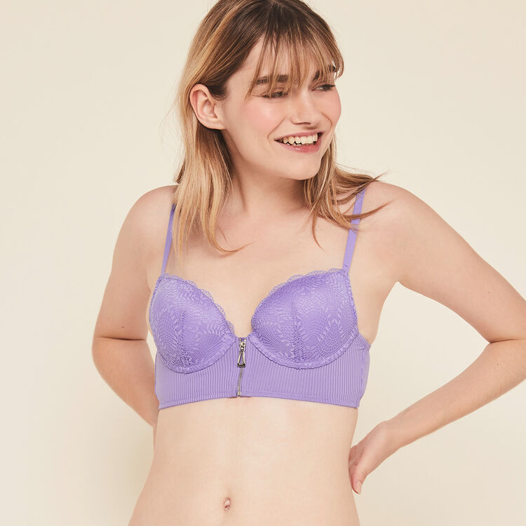Soutien-gorge bustier push micro/dentelle microribiz lavande.
