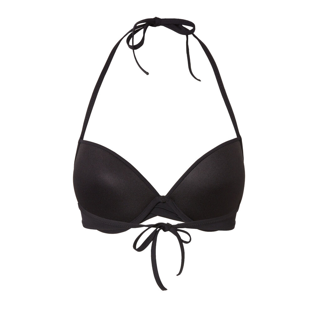 Push-up bikinitop met blote rug en gedraaid decolleté - zwart zwart.