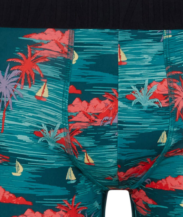 Boxer en micro &agrave; imprim&eacute; tropaysagiz vert.