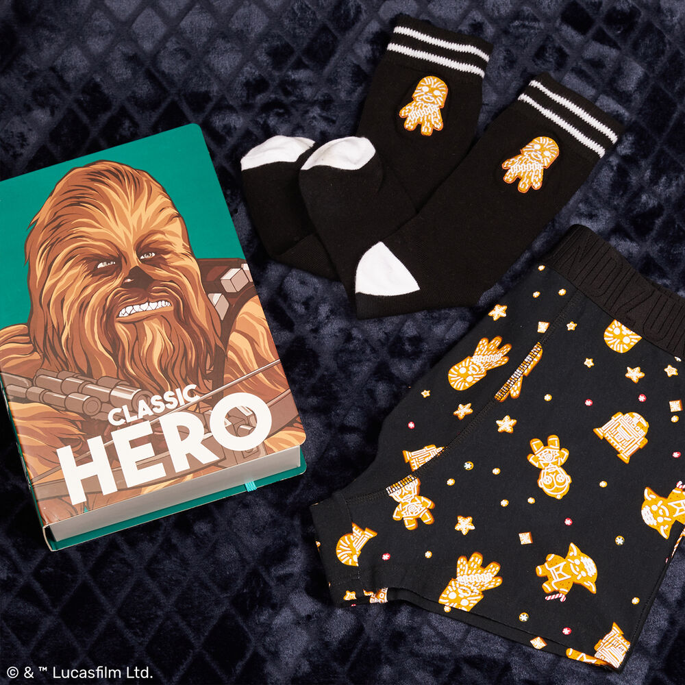 Duo boxer et chaussettes &agrave; motif chewbacca - noir noir.