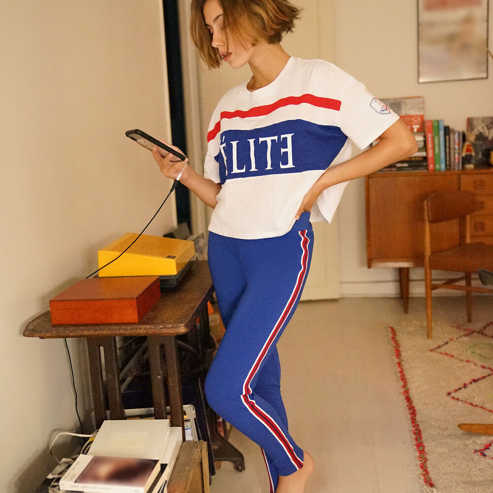 Legging &agrave; bandes - bleu bleu.