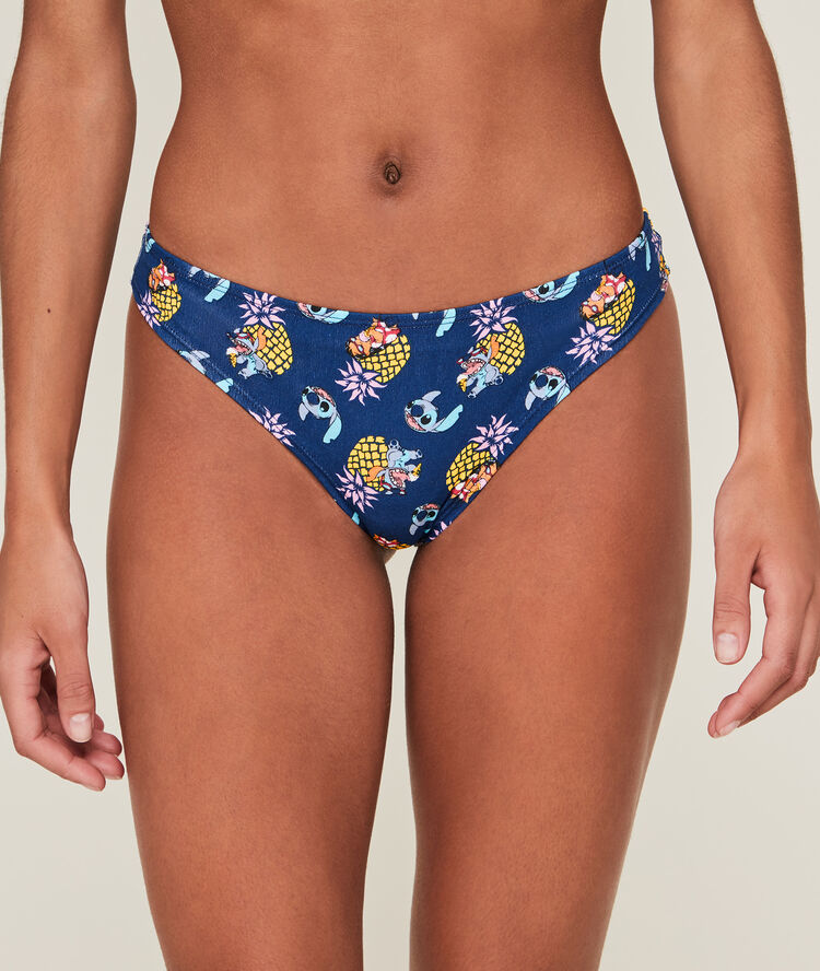 Katoenen tanga met print stitch stitchgrimaciz blauw.