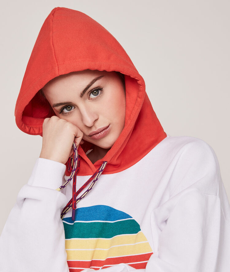 Sweat &agrave; capuche superbeliz blanc.