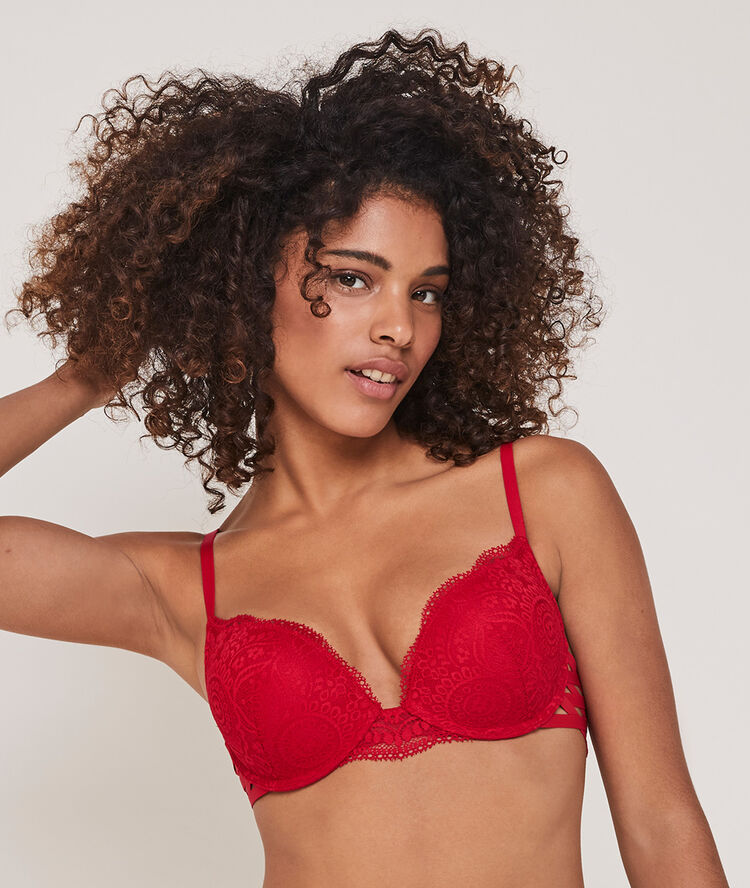 Soutien-gorge ultrapush en dentelle sabriniz rouge.