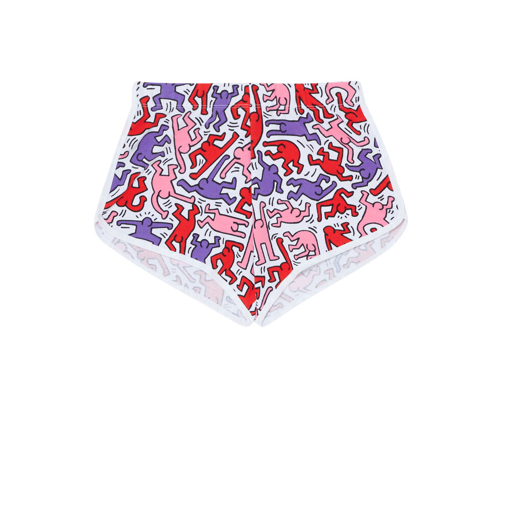 Short met motief - wit wit.