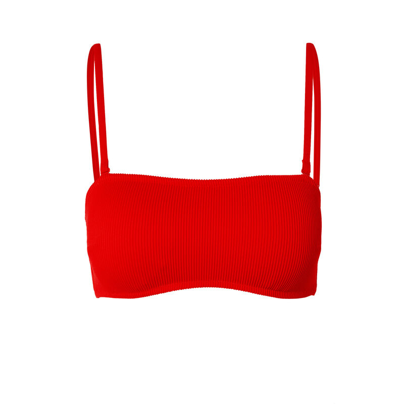 bikinitopje in bandeau-vorm met wafelstructuur - rood bikinitopje in bandeau-vorm met wafelstructuur - rood;
