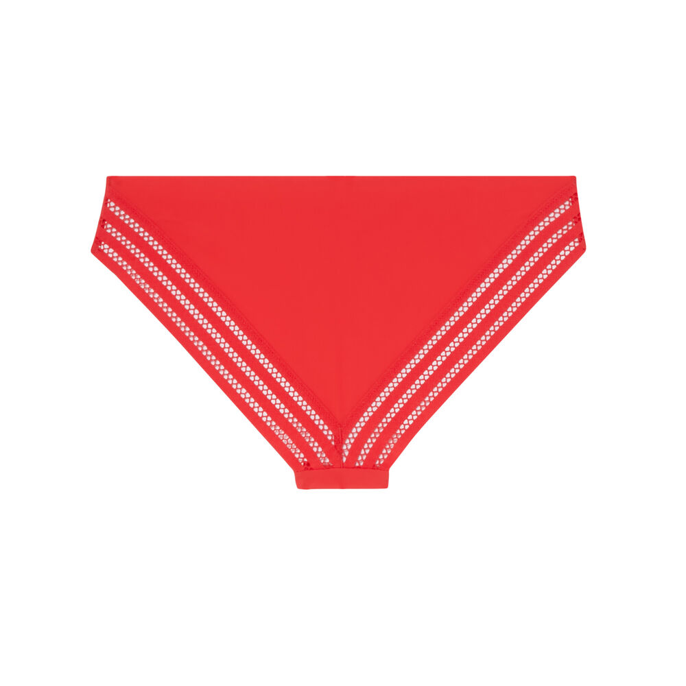 Slip van microvezel en opengewerkt kant - rood rood.