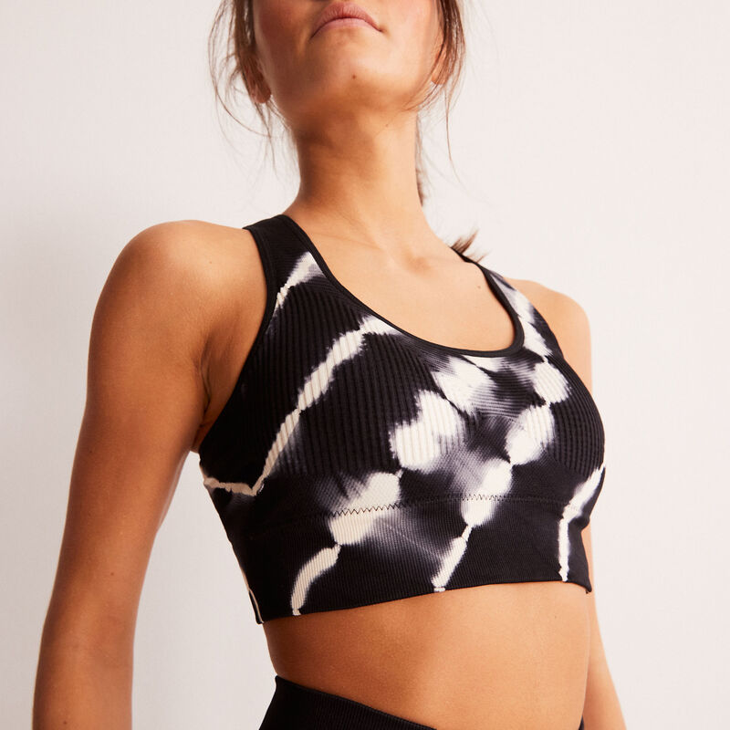 sportbeha met tie en dye effect - zwart sportbeha met tie en dye effect - zwart;