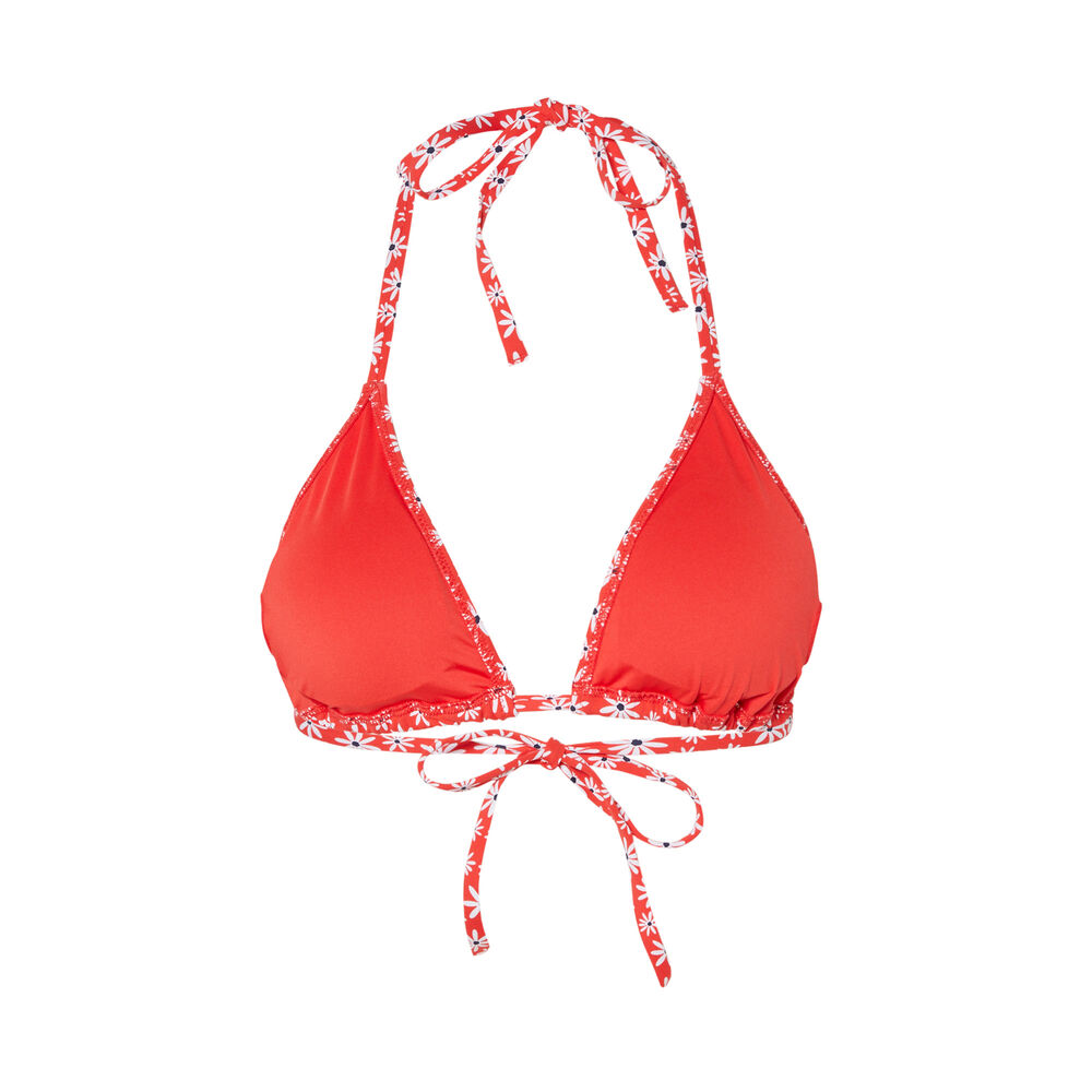 Bikinitop triangelvorm met bloemenmotief - rood rood.
