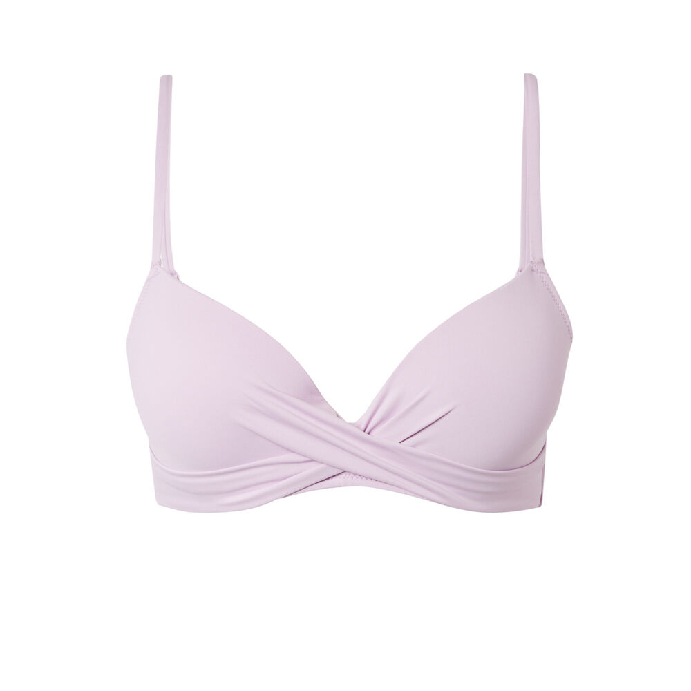 Push-up bikinitop met gedraaid decolleté - lila paars.