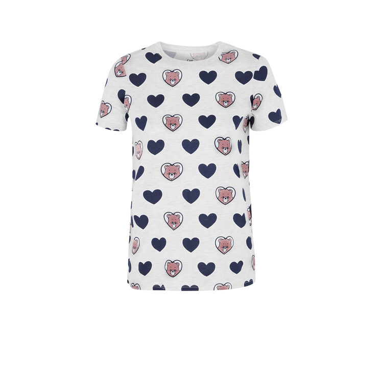 Top à motifs cœurs les bisounours bisousiz gris clair.