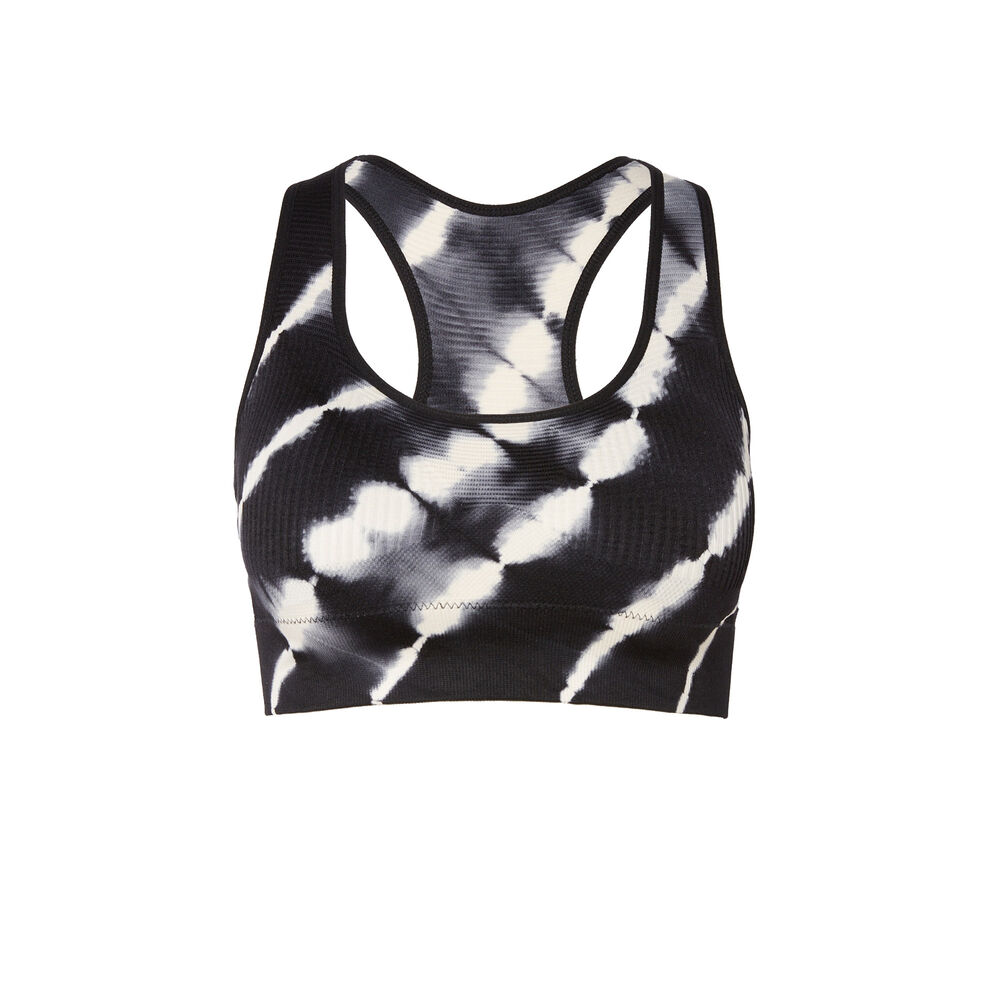 Sportbeha met tie en dye effect - zwart zwart.