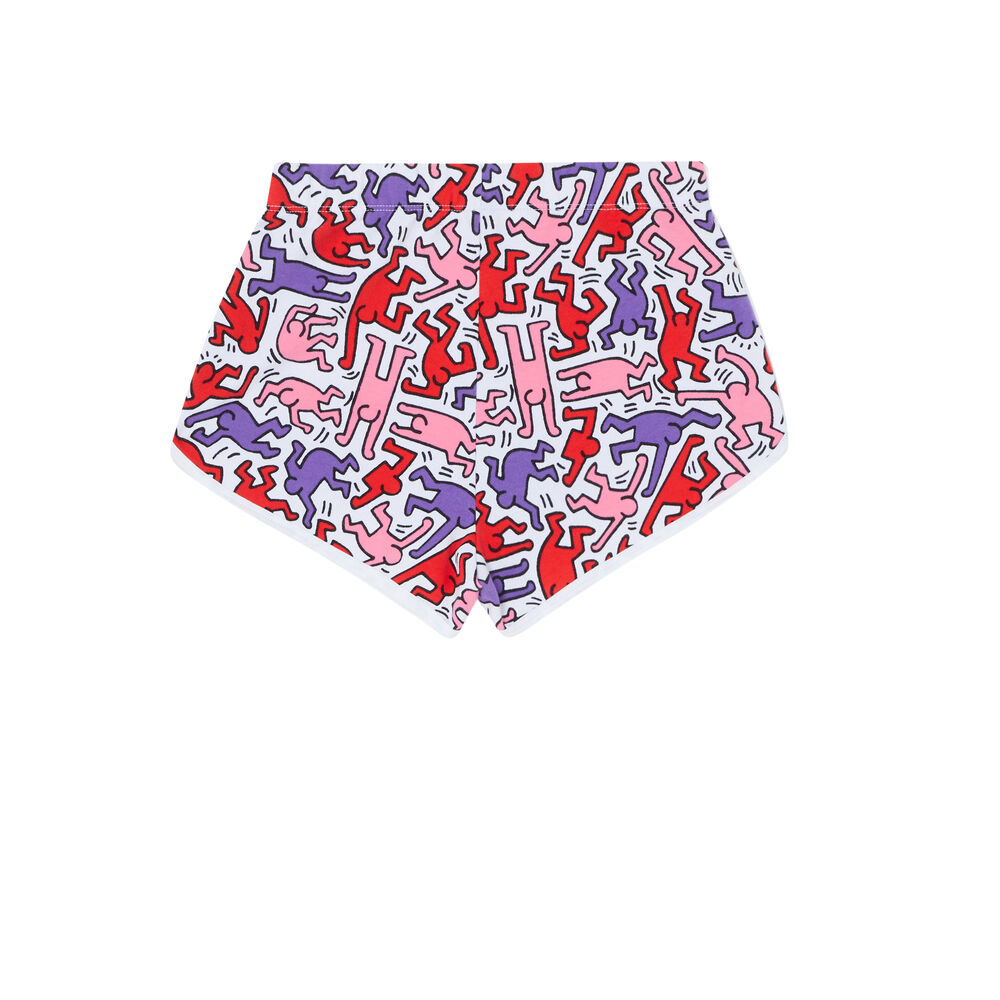 Short met motief - wit wit.