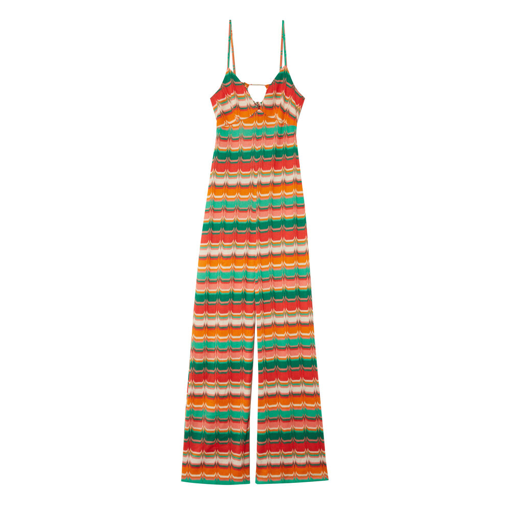 Jumpsuit met print en striksluiting - groen groen.
