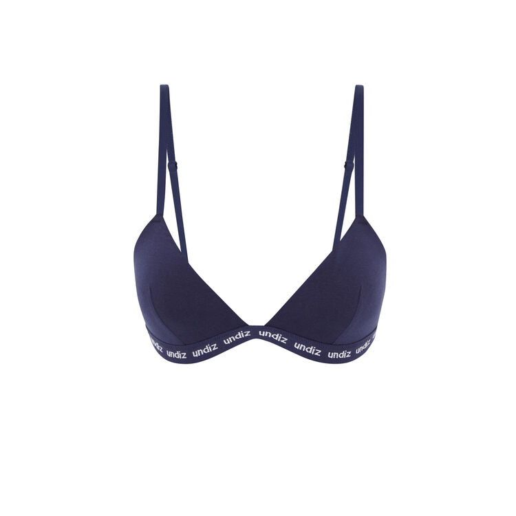 Soutien-gorge triangle coqué en coton teeniz bleu marine.