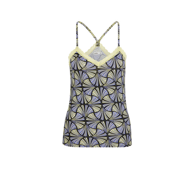 Top met dunne bandjes met print - geel Top met dunne bandjes met print - geel;