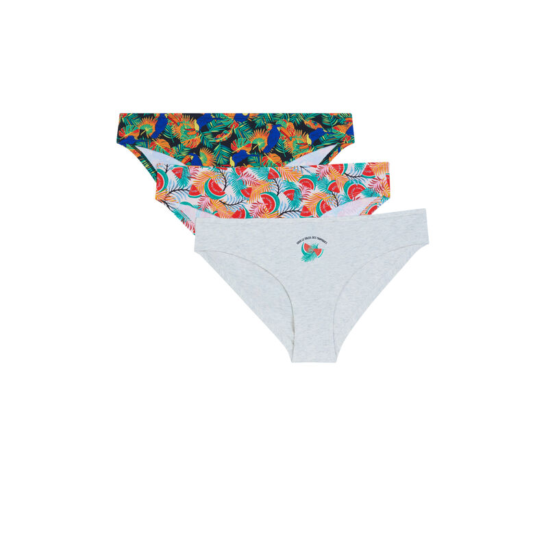 Lot de 3 culottes imprimé tropical - gris Lot de 3 culottes imprimé tropical - gris;