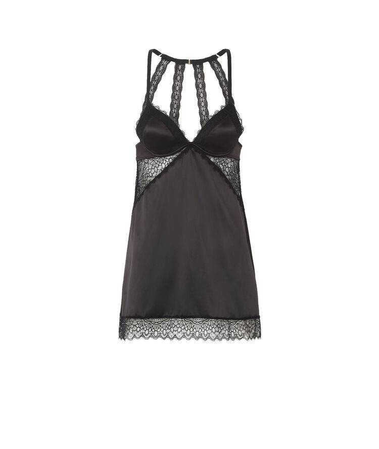 Nuisette en satin lasvegasiz noir.