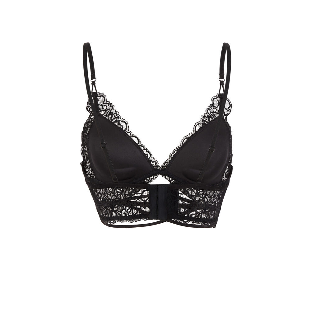 Kanten triangelbeha met push -up cups - zwart zwart.