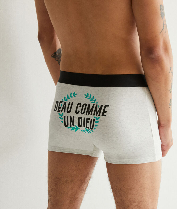 Katoenen boxershort met boodschap boutaleiz grijs.