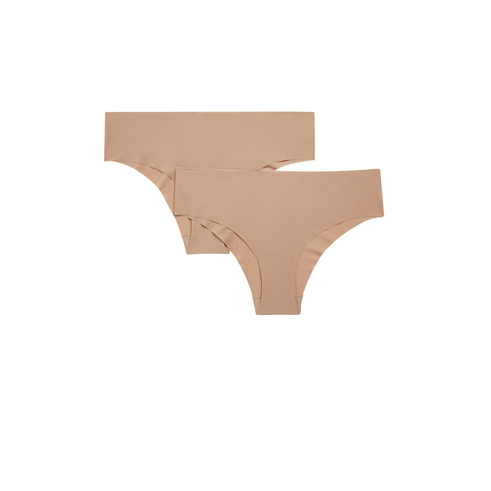 Set van twee nude shorty’s in microvezelstof white.