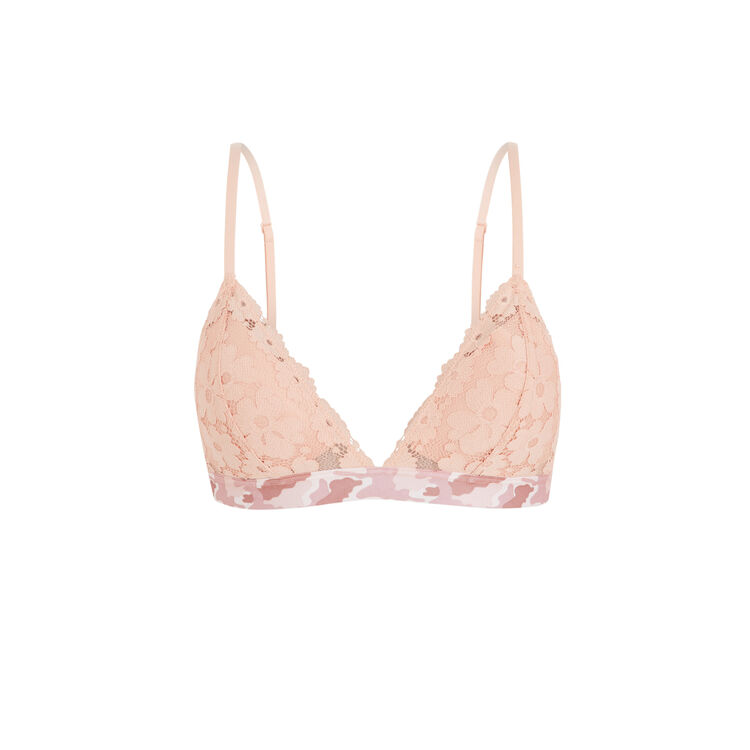 Soutien-gorge triangle dentelle detail camo coloramadiz rose poudré.