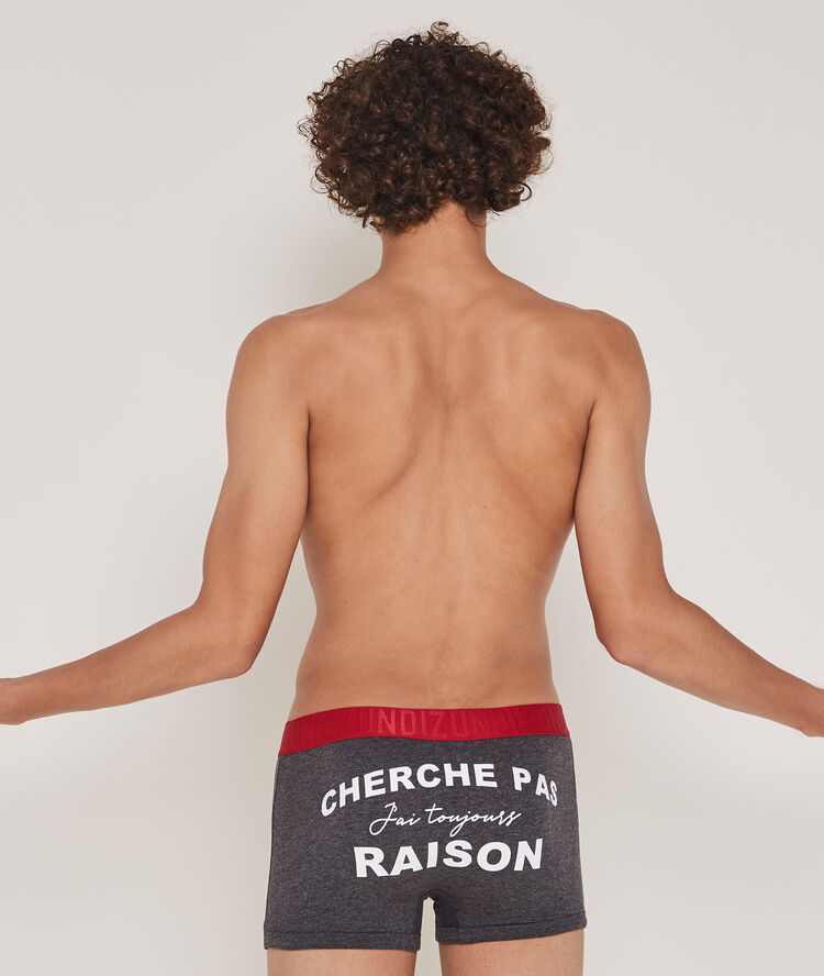 Boxer en coton &agrave; message cheraisiz gris fonc&eacute;.